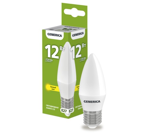 IEK LL-C35-12-230-30-E27-G Лампа LED C35 свеча 12Вт 230В 3000К E27 GENERICA