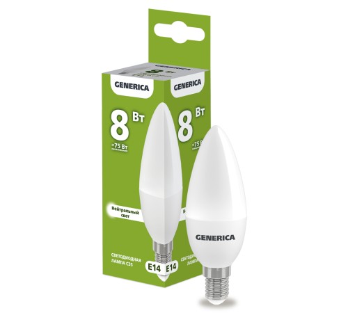 IEK LL-C35-08-230-40-E14-G Лампа LED C35 свеча 8Вт 230В 4000К E14 GENERICA IEK LL-C35-08-230-40-E14-G Лампа LED C35 свеча 8Вт 230В 4000К E14 GENERICA