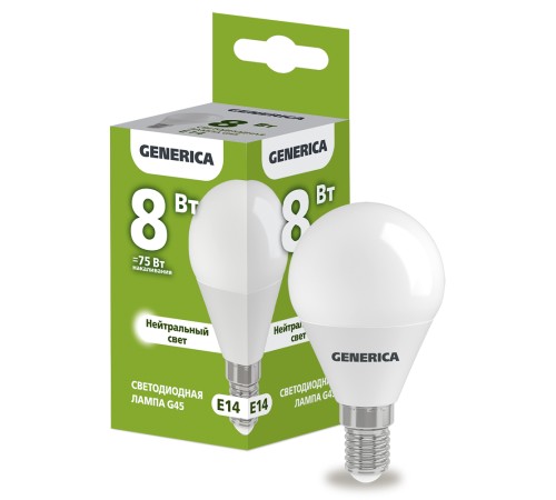 IEK LL-G45-08-230-40-E14-G Лампа LED G45 шар 8Вт 230В 4000К E14 GENERICA IEK LL-G45-08-230-40-E14-G Лампа LED G45 шар 8Вт 230В 4000К E14 GENERICA