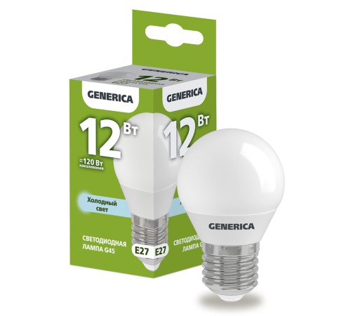 IEK LL-G45-12-230-65-E27-G Лампа LED G45 шар 12Вт 230В 6500К E27 GENERICA IEK LL-G45-12-230-65-E27-G Лампа LED G45 шар 12Вт 230В 6500К E27 GENERICA