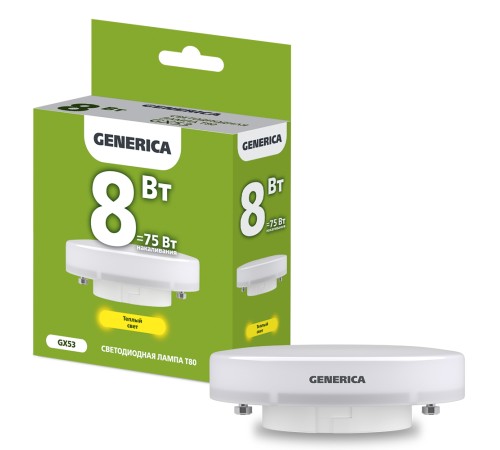 IEK LL-T80-08-230-30-GX53-G Лампа LED T80 таблетка 8Вт 230В 3000К GX53 GENERICA IEK LL-T80-08-230-30-GX53-G Лампа LED T80 таблетка 8Вт 230В 3000К GX53 GENERICA
