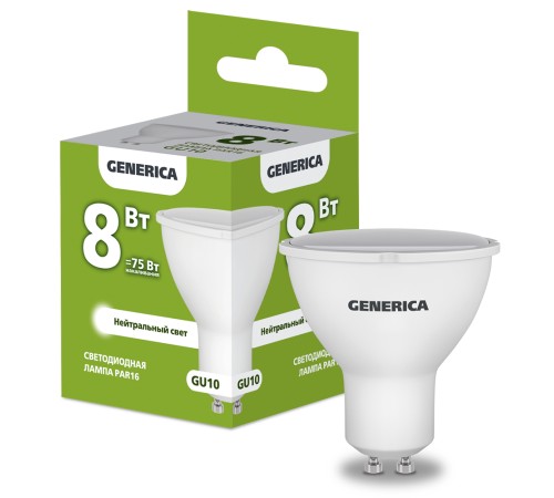 IEK LL-PAR16-08-230-40-GU10-G Лампа LED PAR16 софит 8Вт 230В 4000К GU10 GENERICA IEK LL-PAR16-08-230-40-GU10-G Лампа LED PAR16 софит 8Вт 230В 4000К GU10 GENERICA