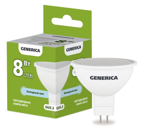 IEK LL-MR16-08-230-65-GU5-G Лампа LED MR16 софит 8Вт 230В 6500К GU5.3 GENERICA IEK LL-MR16-08-230-65-GU5-G Лампа LED MR16 софит 8Вт 230В 6500К GU5.3 GENERICA