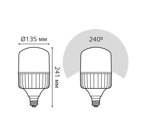 Лампа светодиодная LED 80 Вт 7200 лм 6500К AC180-240В E40 цилиндр Т140 холодная Elementary Gauss Лампа светодиодная LED 80 Вт 7200 лм 6500К AC180-240В E40 цилиндр Т140 холодная Elementary Gauss