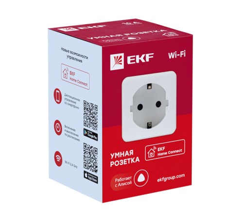 EKF RCS-1-WF Умная розетка EKF Connect Wi-Fi белая EKF RCS-1-WF Умная розетка EKF Connect Wi-Fi белая