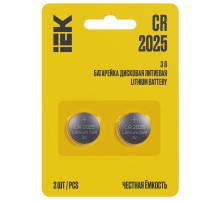 Элемент питания дисковый литиевый CR2025 (блист.2шт) IEK ABT-CR2025-OP-L02