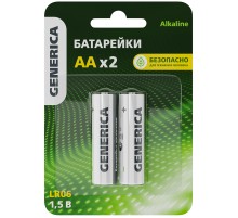 Батарейка щелочная Alkaline LR06/AA (2шт/блистер) GENERICA