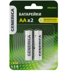 Батарейка щелочная Alkaline LR06/AA (2шт/блистер) GENERICA