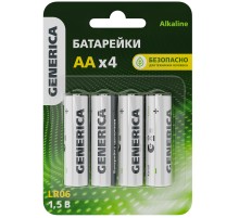 Батарейка щелочная Alkaline LR06/AA (4шт/блистер) GENERICA