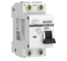 EKF DA12-25-30-bas Дифференциальный автомат 1P+N 25А 30мА тип АС х-ка C эл. 4,5кА АД-12 EKF Basic