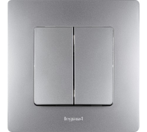 Выключатель двухклавишный, автоматические клеммы, Etika, 10AX, 250В~, алюминий Legrand 672402