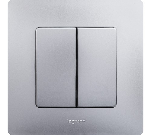 Выключатель двухклавишный, автоматические клеммы, Etika, 10AX, 250В~, алюминий Legrand 672402