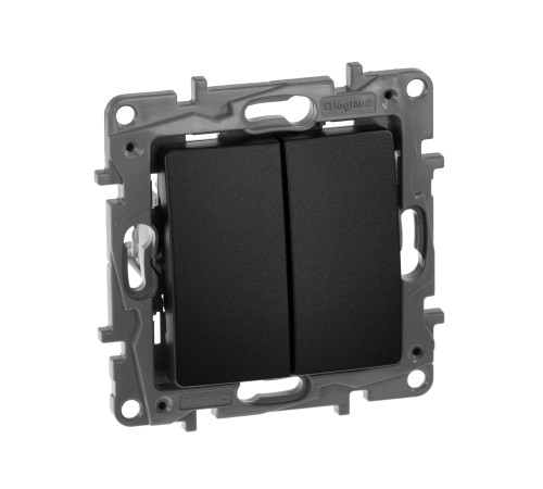 Выключатель двухклавишный, автоматические клеммы, Etika, 10AX, 250В~, антрацит Legrand 672602