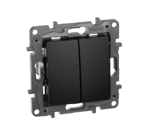 ETIKA Переключатель 2клавишный 10AX, антрацит Legrand 672612
