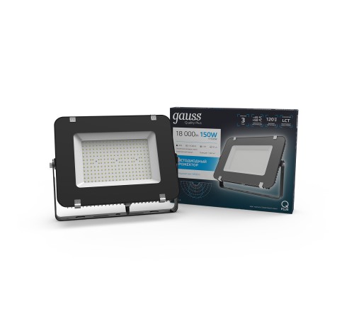 Прожектор светодиодный LED ДО 150 Вт 18000 Лм 6500К IP65 404х52х332 мм Qplus Gauss Gauss 690511150