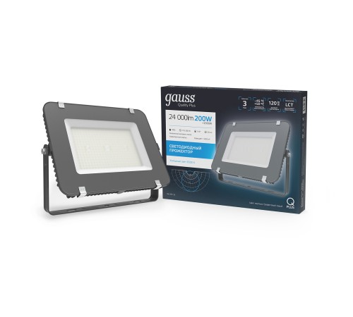 Прожектор светодиодный LED ДО 200 Вт 24000 Лм 6500К IP65 439х56х346 мм Qplus Gauss Gauss 690511200 Прожектор светодиодный LED ДО 200 Вт 24000 Лм 6500К IP65 439х56х346 мм Qplus Gauss Gauss 690511200