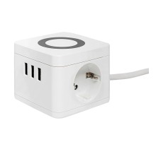 Удлинитель Куб 2 гнезда 3USB 2,4А+зарядное        устройство 1,3 метра 1мм2