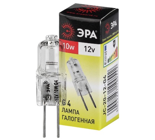 Лампа накаливания галогенная G4-JC-10W-12V (галоген, капсула, 10Вт, нейтр, G4) (100/1000/35000)
