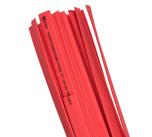 Трубка термоусаживаемая ТУТ нг 12/6 красная в отрезках по 1м PROxima