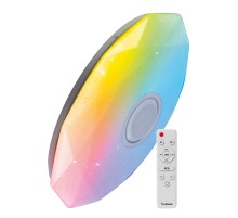 Светильник светодиодный ДБО-75 настенно-потолочный управляемый DIAMOND-RGB 230В 3000-6500K 6000Лм 502x83мм с RGB подсветкой и BT колонкой