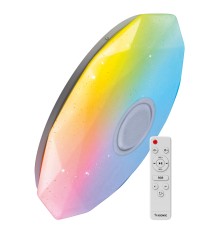 Светильник светодиодный ДБО-75 настенно-потолочный управляемый DIAMOND-RGB 230В 3000-6500K 6000Лм 502x83мм с RGB подсветкой и BT колонкой
