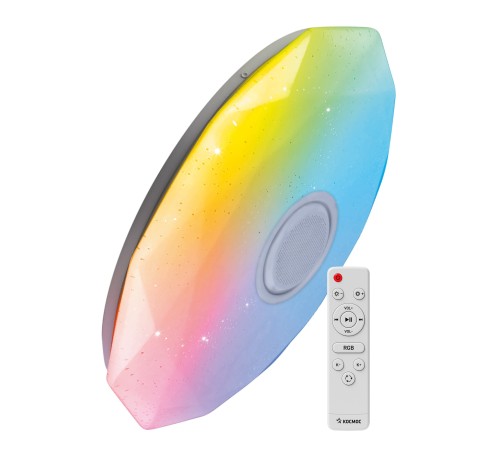 Светильник светодиодный ДБО-75 настенно-потолочный управляемый DIAMOND-RGB 230В 3000-6500K 6000Лм 502x83мм с RGB подсветкой и BT колонкой