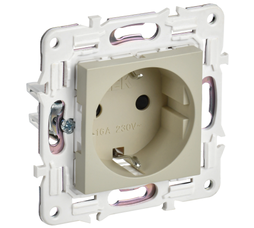 SKANDY Розетка с заземлением с защитными шторками 16А SK-R04B бежевый IEK