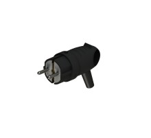 Вилка 2К+З угловая каучуковая 16А/250В IP44 Чёрная MultiSet