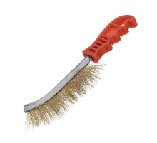Щетка металлическая латунированная, пластиковая ручка