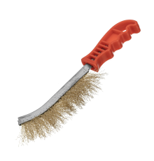 Щетка металлическая латунированная, пластиковая ручка