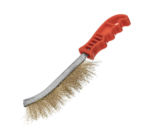 Щетка металлическая латунированная, пластиковая ручка