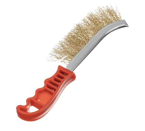 Щетка металлическая латунированная, пластиковая ручка