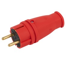 Вилка VX10-R-IP44 каучуковая c заземлением 16А IP44 прямая красная