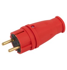 Вилка VX10-R-IP44 каучуковая c заземлением 16А IP44 прямая красная