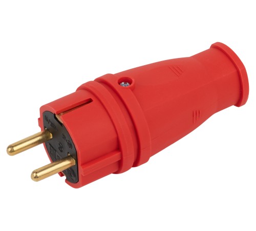 Вилка VX10-R-IP44 каучуковая c заземлением 16А IP44 прямая красная Вилка VX10-R-IP44 каучуковая c заземлением 16А IP44 прямая красная