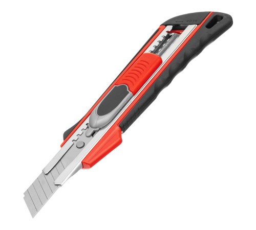 Нож, 18 мм выдвиж. лезвие QUICK BLADE мет. направл., двойная фикс., эргоном. двухком.рук.