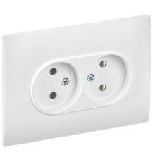 SKANDY Розетка 2-местная без заземления без защитных шторок 10А в сборе SK-R10W арктический белый IEK