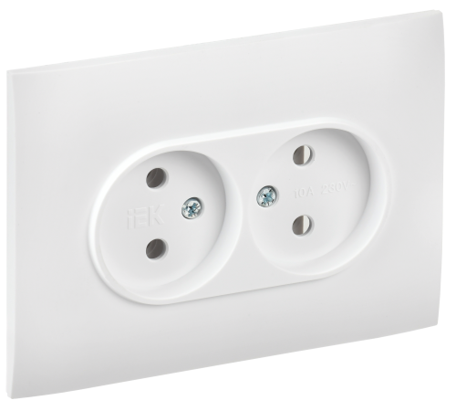 SKANDY Розетка 2-местная без заземления без защитных шторок 10А в сборе SK-R10W арктический белый IEK