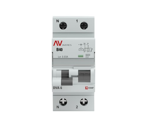 EKF rcbo6-1pn-40C-30-ac-av Дифференциальный автомат DVA-6 1P+N 40А (C) 30мА (AC) 6кА EKF AVERES