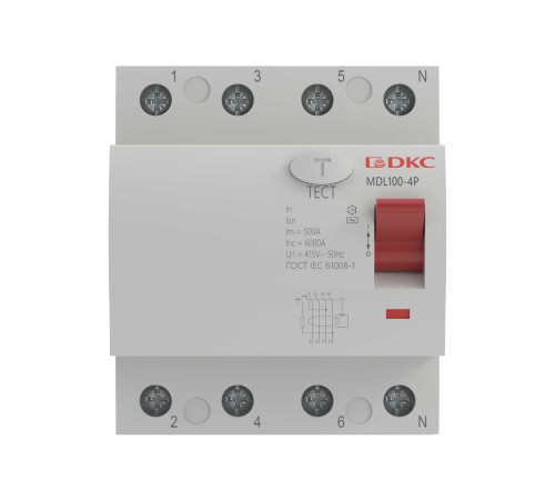 Выключатель дифференциального тока 4п 80A 100мА MDL100-4P3-80-AC АС