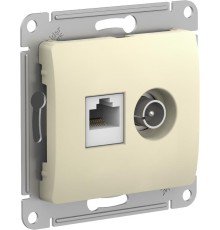 GLOSSA РОЗЕТКА двойная ТВ + компьютерная RJ45, кат. 5Е, БЕЖЕВЫЙ