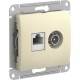 GLOSSA РОЗЕТКА двойная ТВ + компьютерная RJ45, кат. 5Е, БЕЖЕВЫЙ