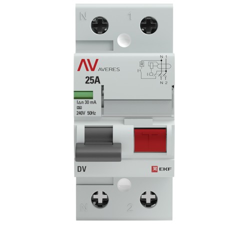 Устройство защитного отключения DV 2P 25А/30мА (A) AVERES
