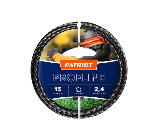 Леска  Profline D 2,4 мм L 15 м (скрученный квадрат, черный) 240-15-5 на пластиковой обойме
