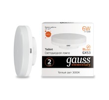 GAUSS 83816 Светодиодная лампа LED Elementary GX53 6W 440lm 2700K 1/10/100 0