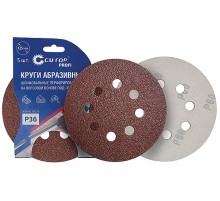 Круги абразивные шлифовальные перфорированные на ворсовой основе под ''липучку'' (Р36, 125 мм, 5шт), Profi
