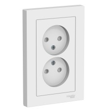 Systeme electric ATN000122 ATLASDESIGN РОЗЕТКА двойная без заземления со шторками,16А, в сборе, БЕЛЫЙ