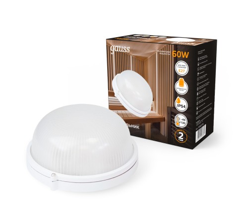 Светильник НБП под лампу E27 1х60 Вт 220-230В IP54 176х82 мм Белый Gauss Gauss 926602106