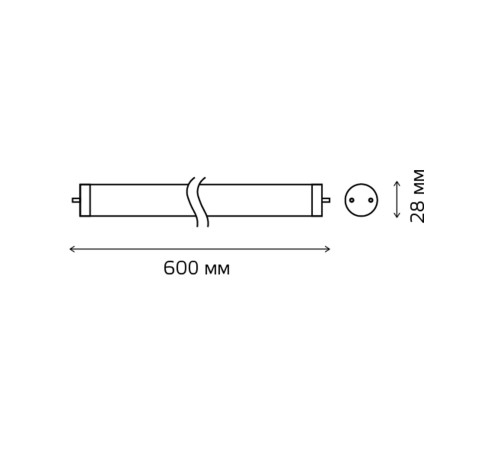 Светодиодная лампа LED Elementary T8 Glass 600mm G13 10W 800lm 6500K 1/30 GAUSS 93030
