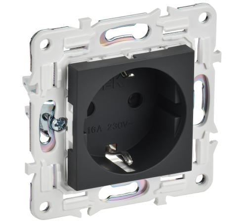 SKANDY Розетка с заземлением с защитными шторками 16А безвинтовое крепление SK-R06G графит IEK